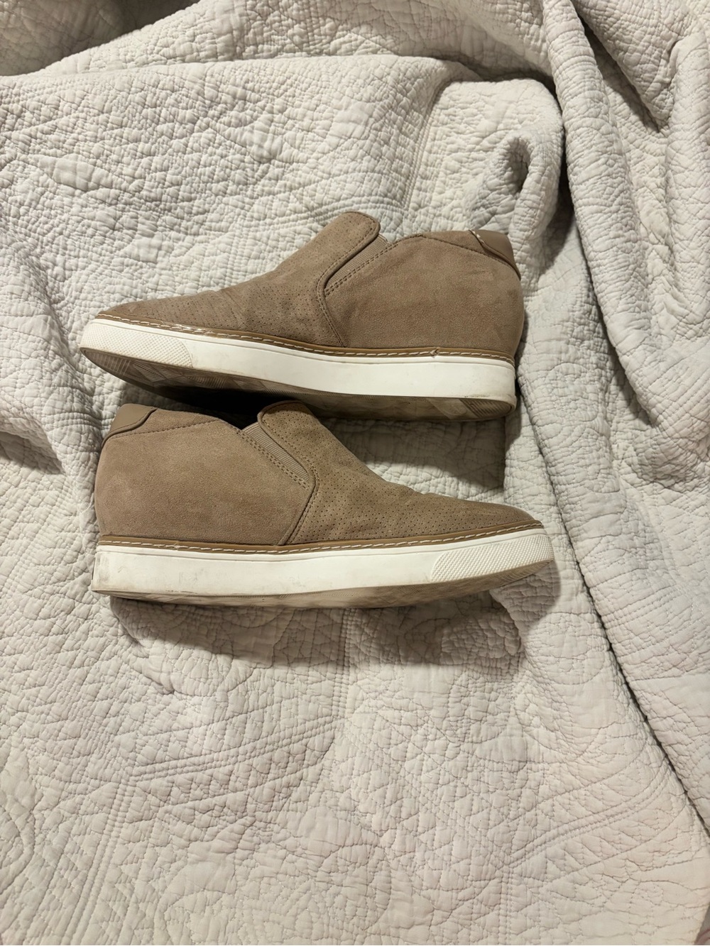 Dr. Scholl's Tan Suede Slip-On High-Top Sneakers